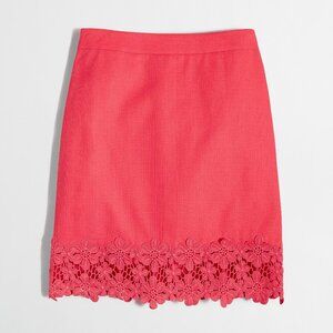 J.Crew Lace Trim Mini Skirt Poppy Women's Size 8